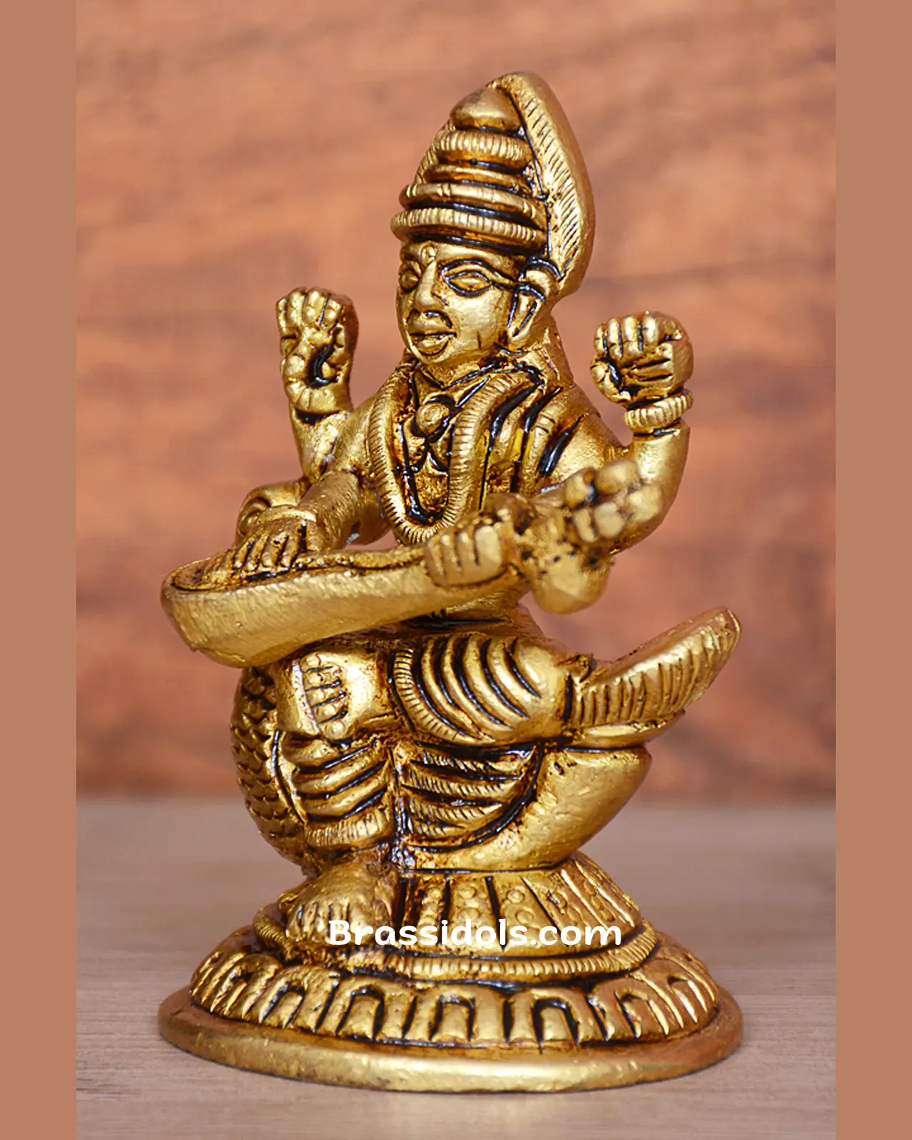 Brass Saraswati Round Base - image 2