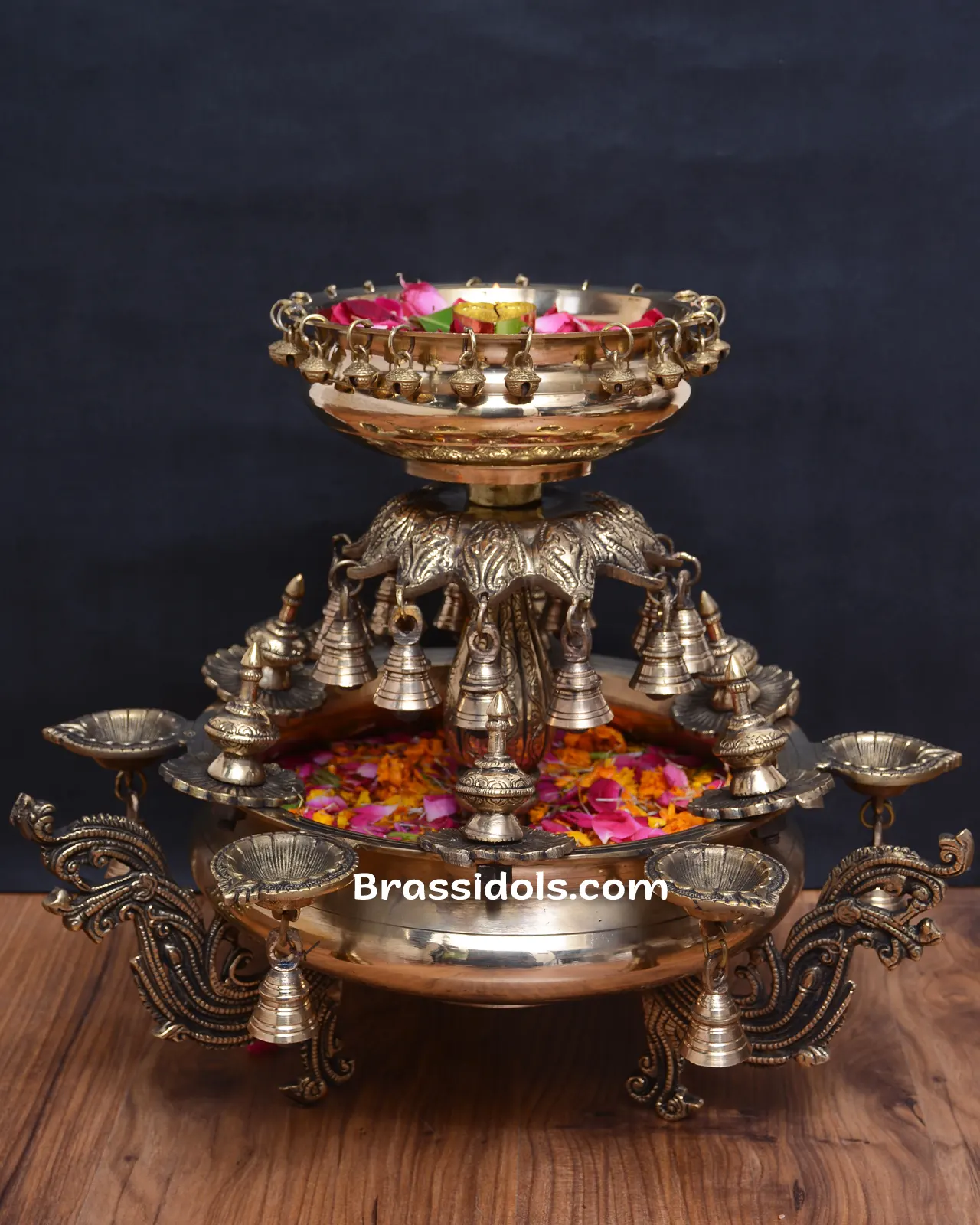 Brass Flower Double Urli - image 2