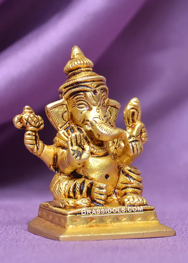 Brass Sitting Choki Gnaesh idol 2.5 inch - image 2